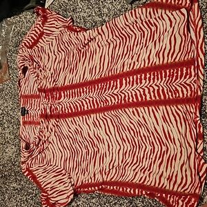 Raffaella. Women's size petite Large top. Red and white stripes. Pre loved